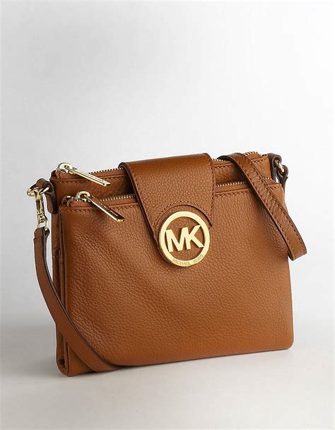 michael kors brown purse leather criss cross over cloth|Michael Kors small brown purse.